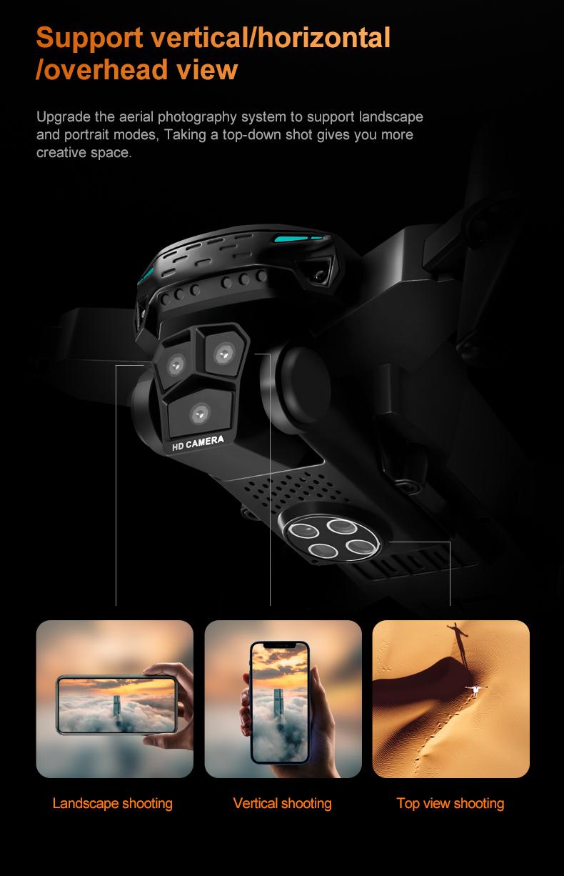 Drone with Camera, HD FPV Foldable Drone for Kids, Adults and Beginners, Brushless Motor RC Quadcopter with Stable Hover, Gesture Selfie, Waypoint Flight, 3D Flips, One Key Start, Includes 2 Batteries optical flow obstacle avoidance