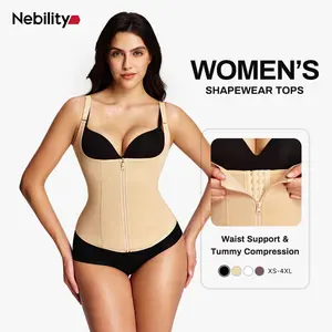 Nebility Women's Highwaist Corset Vest | Tummy Tuck Shapewear, Black | Sport & Daily Compression Womenswear Shaper Clothes Basic