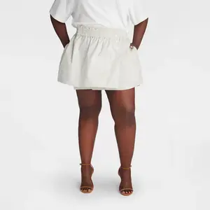 KBB by KAHLANA Women's Mini 'The Asym Boxer Skirt' - Blue Striped XXL