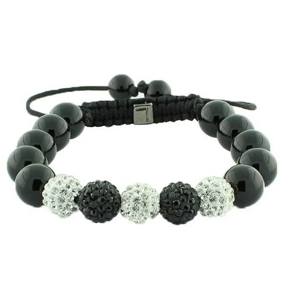 My Daily Styles Unisex Disco Smoke Beads Bracelet - Pave Set Cubic Zirconia Macrame, Adjustable Imported Costume Jewelry, Arm Candy Accessories, 8.00in x 0.40in Dimensions for Parties, Celebrations, 8X0.4 In, No, No Warning Applicable, Trendy Bracelet Sty