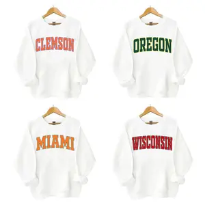 All Team Distressed Varsity College Sweatshirt – White, Custom Your Team, Game Day Outfit, Perfect for Casual Wear, Back To School, Menswear & Womenswear