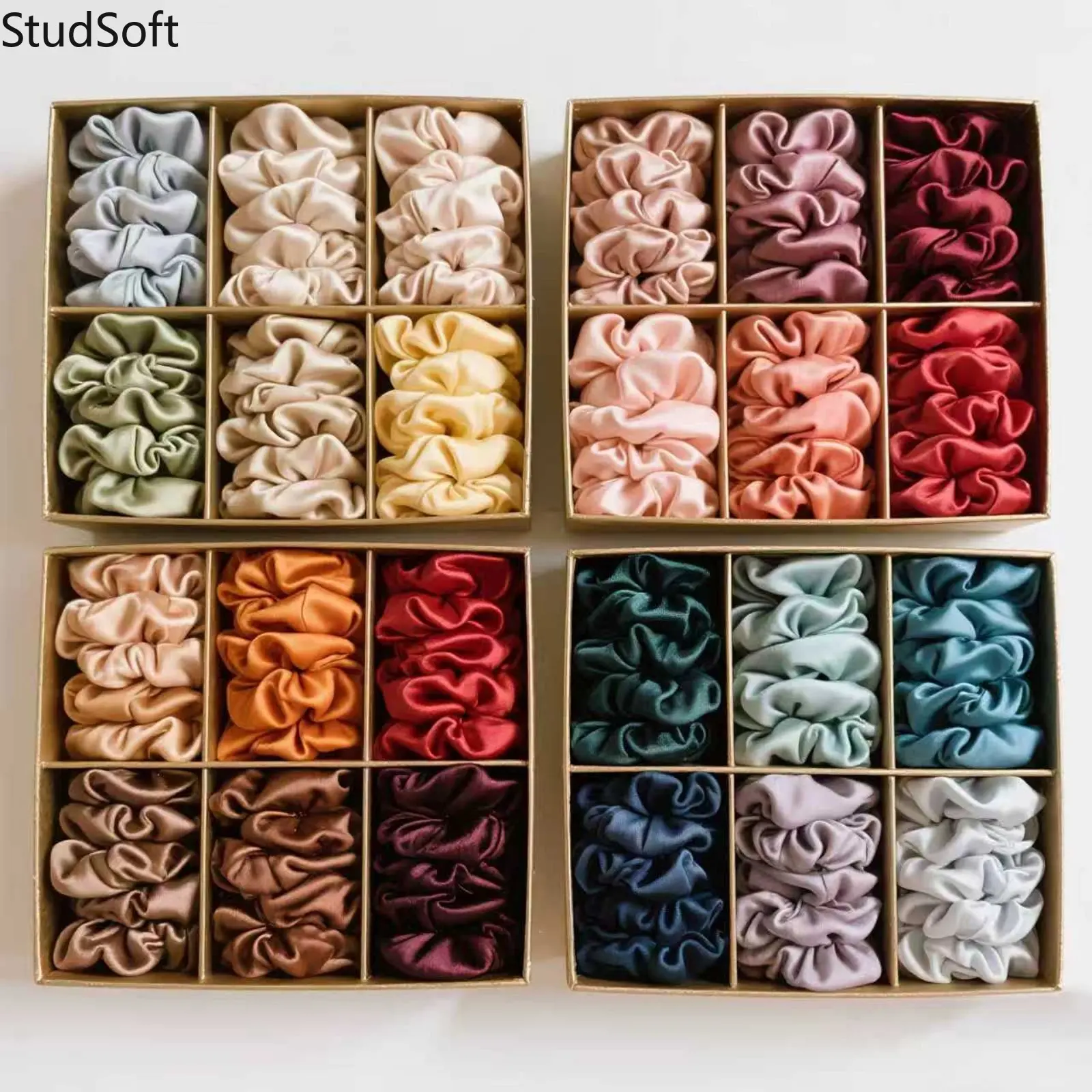 30-Pack Women's Colorful Satin Scrunchies, Soft Shiny Elastic Hair Ties, No-Damage Hair Accessories for Everyday Wear & Daily Activities, Ponytail Accessories, Elastic Band Scrunchies