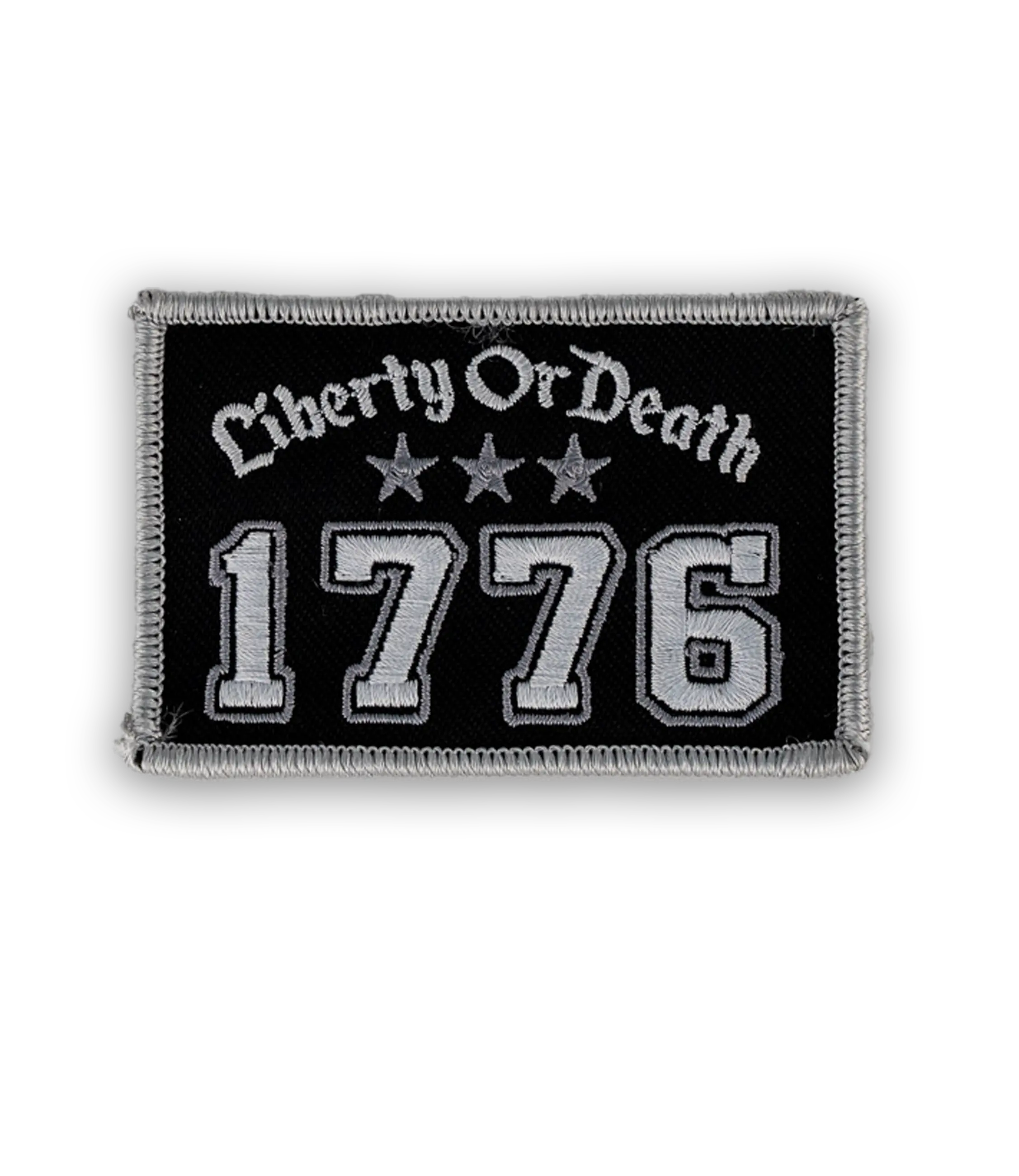 Liberty Or Death 3"x2" Merrowed Border Embroidered Fabric Patch - Sewing Craft Supply for Fabric, Compatible with Any MOLLE Attachment, Embroidery Patches, Fabric Patches