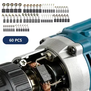 60PCS Carbon Motor Brushes Kit 10 Sizes Electric Motor Brush Replacement for Power Tools Drill Grinder Saw Repair
