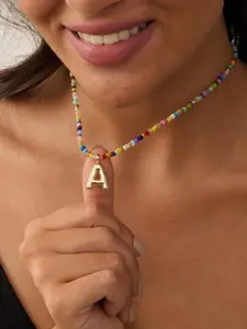 VRIUA Colorful Letter Necklace, Handmade Beaded Initial Necklace, Cute Bohemian Beach Jewelry, Modern Versatile Accessories, Perfect Father's Day Gift