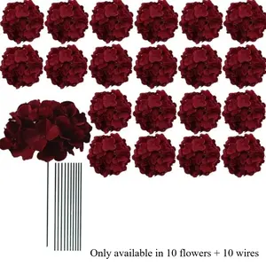 10 Realistic Artificial Hydrangeas with Stems, Flowers, Plastic Bouquets for DIY Wedding, Christmas, Valentine's Day, Mother's Day Decorations