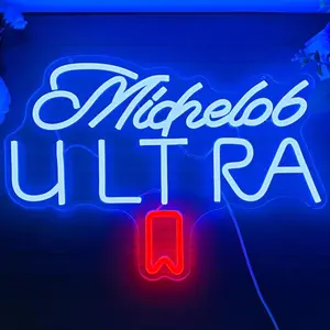 Beer Neon Sign Adjustable Wall Decor, Bar LED Neon Lights Sign, Glow-In-The-Dark Men Cave Decoration, Perfect for Home Bar Party Gift