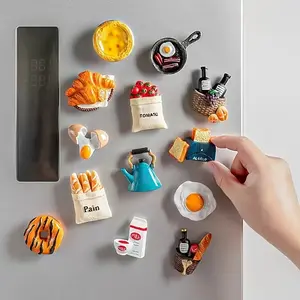 Creative Food-Shaped Refrigerator Magnets, Realistic 3D Resin Kitchen Decor, Multiple Designs (pizza, Sushi, Donut), Safe Oval Plastic, Higher End Fridge Magnets