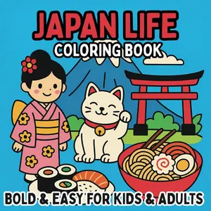 Japan Life - Bold and Easy Coloring Book: Relaxation Coloring Book for Kids, Adults, Teens and Seniors in a Japanese Theme