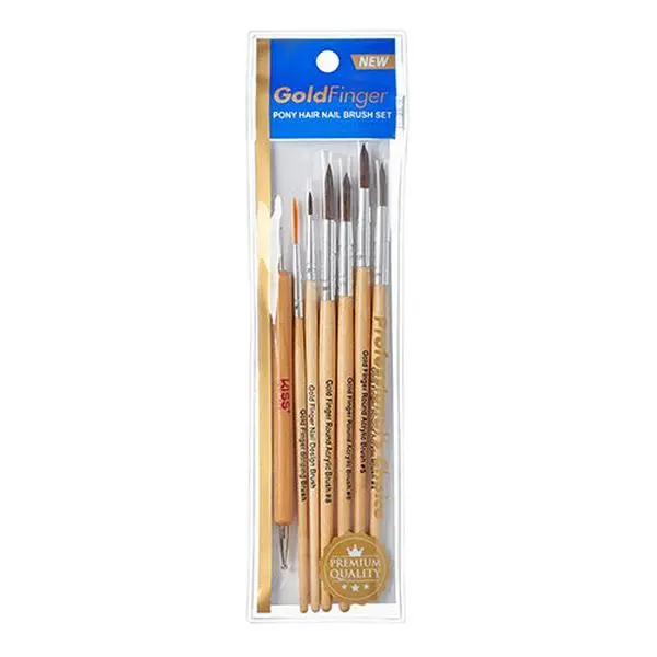 Gold Finger Round Acrylic Brush Set
