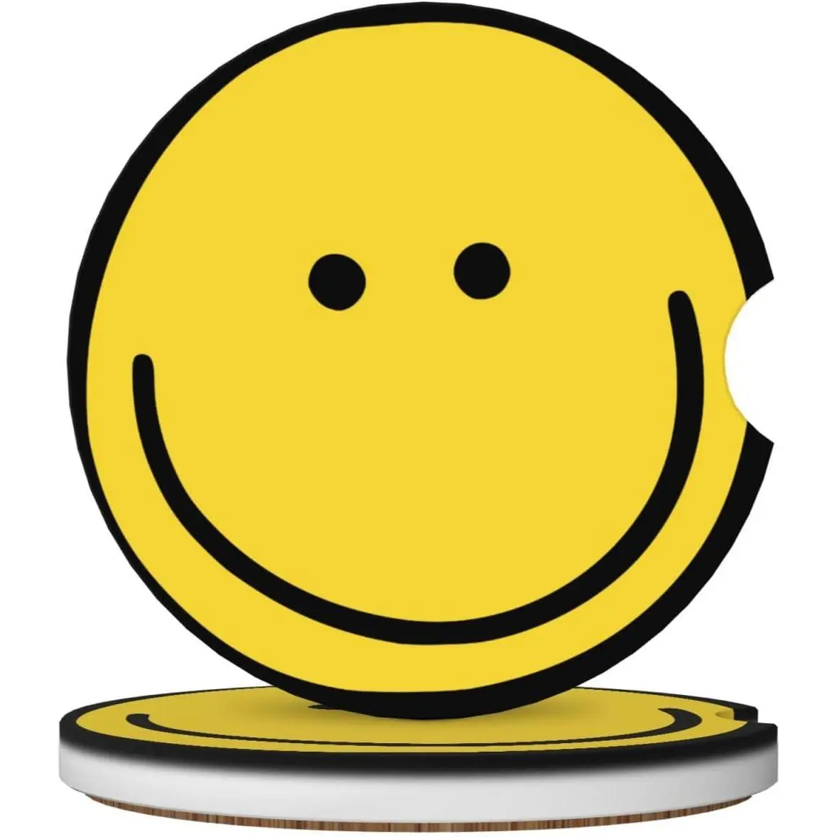 2-Pack Smiley Car Interior Absorbent Ceramic Coaster Set, 2.56" Cupholder Coasters with Cork Base, Quick-Dry & Easy to Clean, Ideal for Halloween Gifts, Christmas