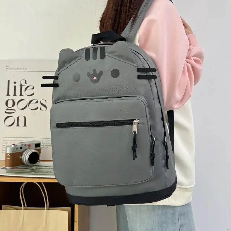 Kawaii Pusheen Cat Backpack Japanese Cute Cartoon Kitten School Bag Large Capacity Daily Casual Backpack for Girls