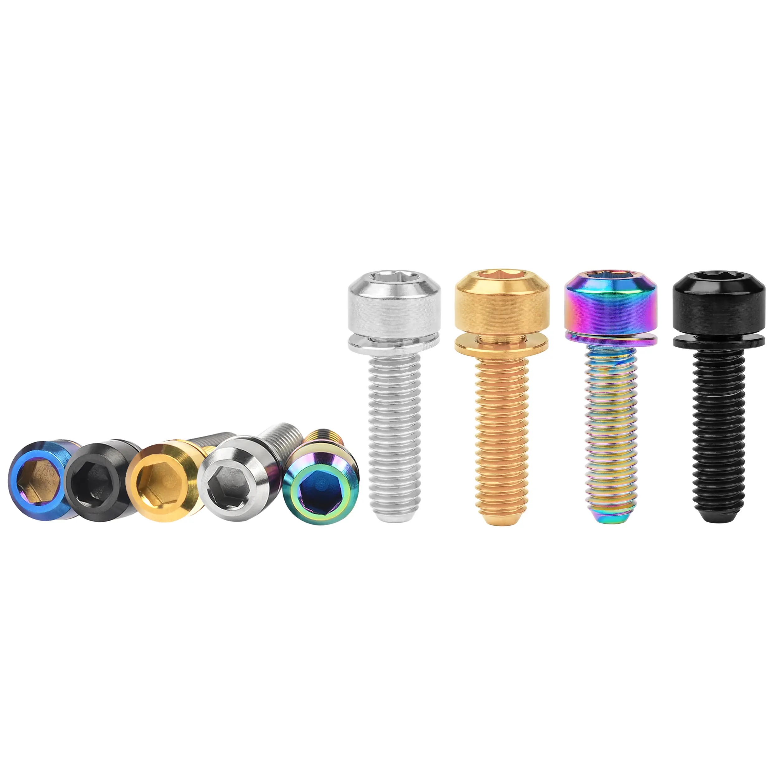 Wanyifa 4Pcs Lightweight Titanium Alloy Hex Head Bolts Set with Washers - M6x16/18/20/25/35mm Multi-Size Allen Screws for Bicycle Brake Hubs (Allen Wrench Compatible), Bicycle Users