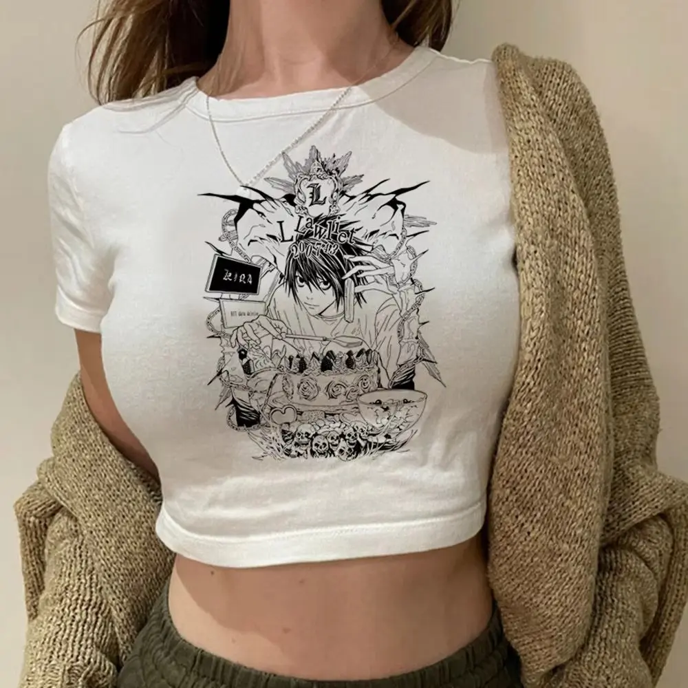 Death Note Baby Tee, Anime Manga Shirt, Babydoll Graphic Top, Harajuku Streetwear Tee, Coquette Aesthetic Shirt, Grunge Gyaru Top, Y2K Anime Tee, Summer Girl Shirt, Kawaii Fashion Top, Trendy Graphic Tee, Cropped Baby Tee, Everyday Wear Shirt