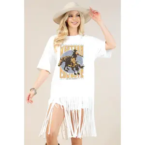 Fringe Cowboy Graphic T-Shirt Tunic