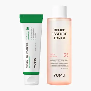 YUMU Skin Barrier Set | Cica Exosome Zinc Blemish Relief Cream + Licorice Relief Essence Toner