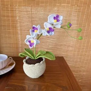 Birthday Gift Handmade Mouth Orchid Bouquet Vase, Crochet Flower Pot, Gift for Her, Love, Birthday Thank you, Wedding Favors, Mothers day