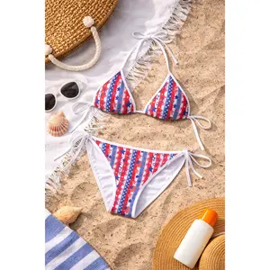 Red White and Blue Stars & Stripes Bikini, Gift For Her, Summer Festival, $th Of July Merch. Pool Party Oufit..
