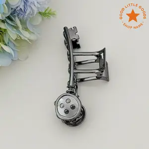 Button Key Hair Claw Clip – Halloween Alt Style Retro Metal Hair Accessory