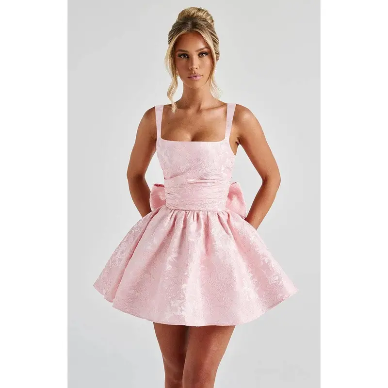 sachin and babi light blue dress Short A-Line Homecoming Dress with Shoulder Bows Hot Pink / 6