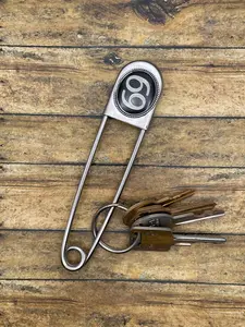 SixtyNine-Jumbo Safety Pin Keychain with Vintage 69 Enamel Pin