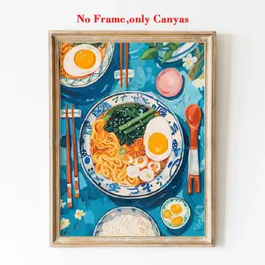 Unique Wall Art Print, Fashion Poster, Delicious Ramen Food Canvas Painting, Perfect Kitchen & Dining Room Decor, No Frame Needed, Unframed