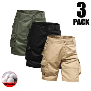 3-Pack Men’s Pure Cotton Cargo Shorts — Outdoor Multi-Pocket Wear-Resistant Mid-Length Shorts, Casual Straight-Leg Versatile Cargo Pants Available in Multiple Colors fathersdaygift