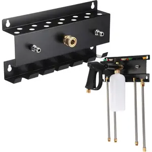 Pressure Washer Gun Holder, Wall Foam Holder, Car Wash Accessories Organizer for Wand/Nozzle Tips, 1/4'' Pressure Washer Accessories Rack(Black)