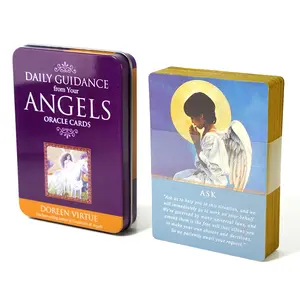 Daily Guidance From Your Angels Oracle Cards Deck Tarot Cards Deck Fortune Telling Game for Beginners 44 PCS Classic Cards With Metal Box