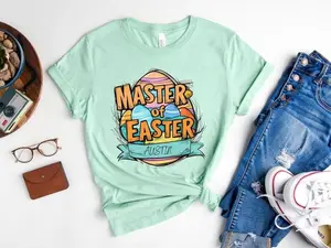 Custom Master of Easter T-Shirt – Personalized Easter Egg Hunt Shirt, Easter 2025 Gift for Kids, Family Holiday Matching Outfit, Easter Gift