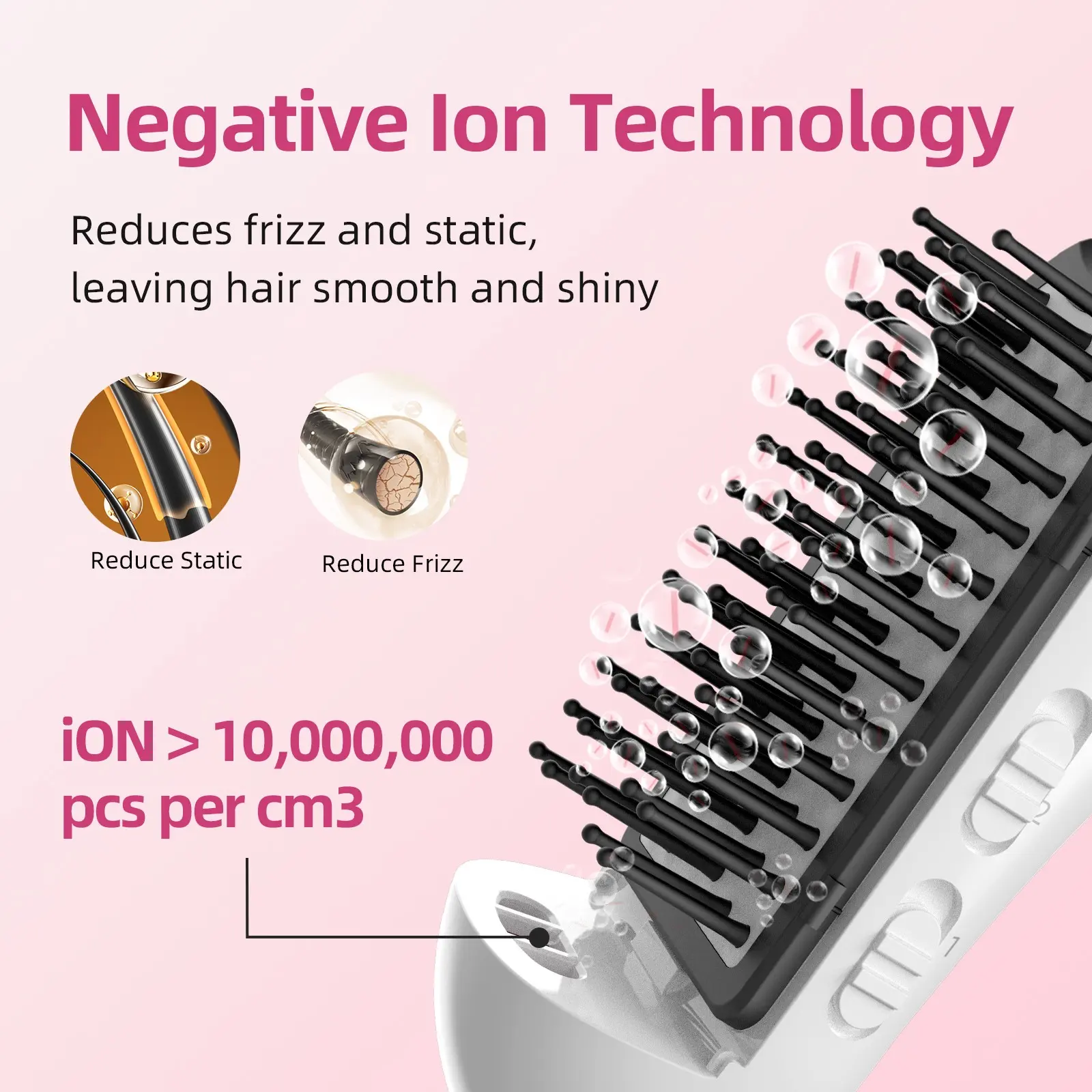 Daily Hair Care Negative Ion Straightening Comb, Wireless Portable Easy Operation, Reduces Static, Smooths Hair Texture, Cordless Straightener