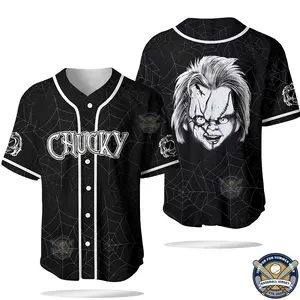 Halloween Baseball Jersey Personalized Custom Name Outfit 3D Printed Unisex Men's Jersey for Movie Enthusiasts Comfortable Baseball Jersey