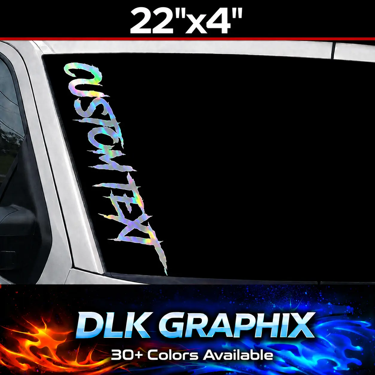 Custom Text Vinyl Window Decal - 22"x4" Personalized Car, Truck Exterior Sticker