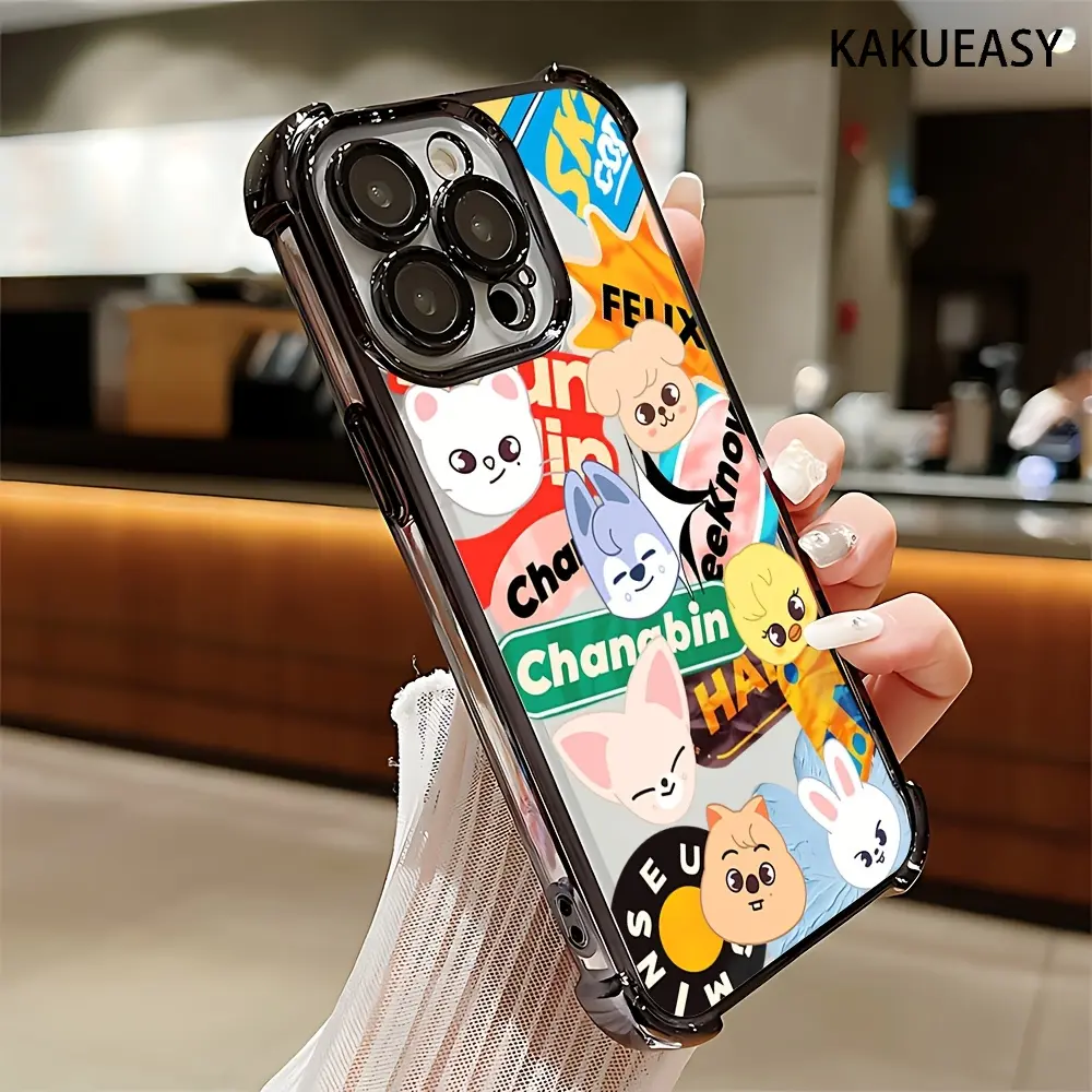 Cartoon Animal Skzoo Starry Sky Phone Case Compatible with Galaxy S22FE S23 S24 S22PLUS S23ULTRA S24ULTRA iPhone 16 15 14 13 12 11 Pro Max X XSMAX Shockproof Transparent Soft Back Cover, Accessories, Smartphone, Phone Casing, Protection