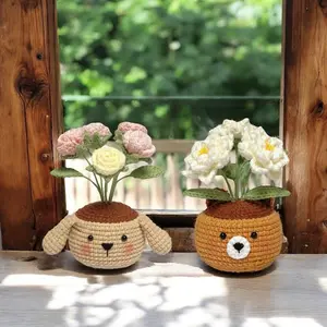 Crochet Bundle 2in1 Flower Animal Pots, Crochet Animal Pot , Flower Crochet Pattern, Flower Pot Cute