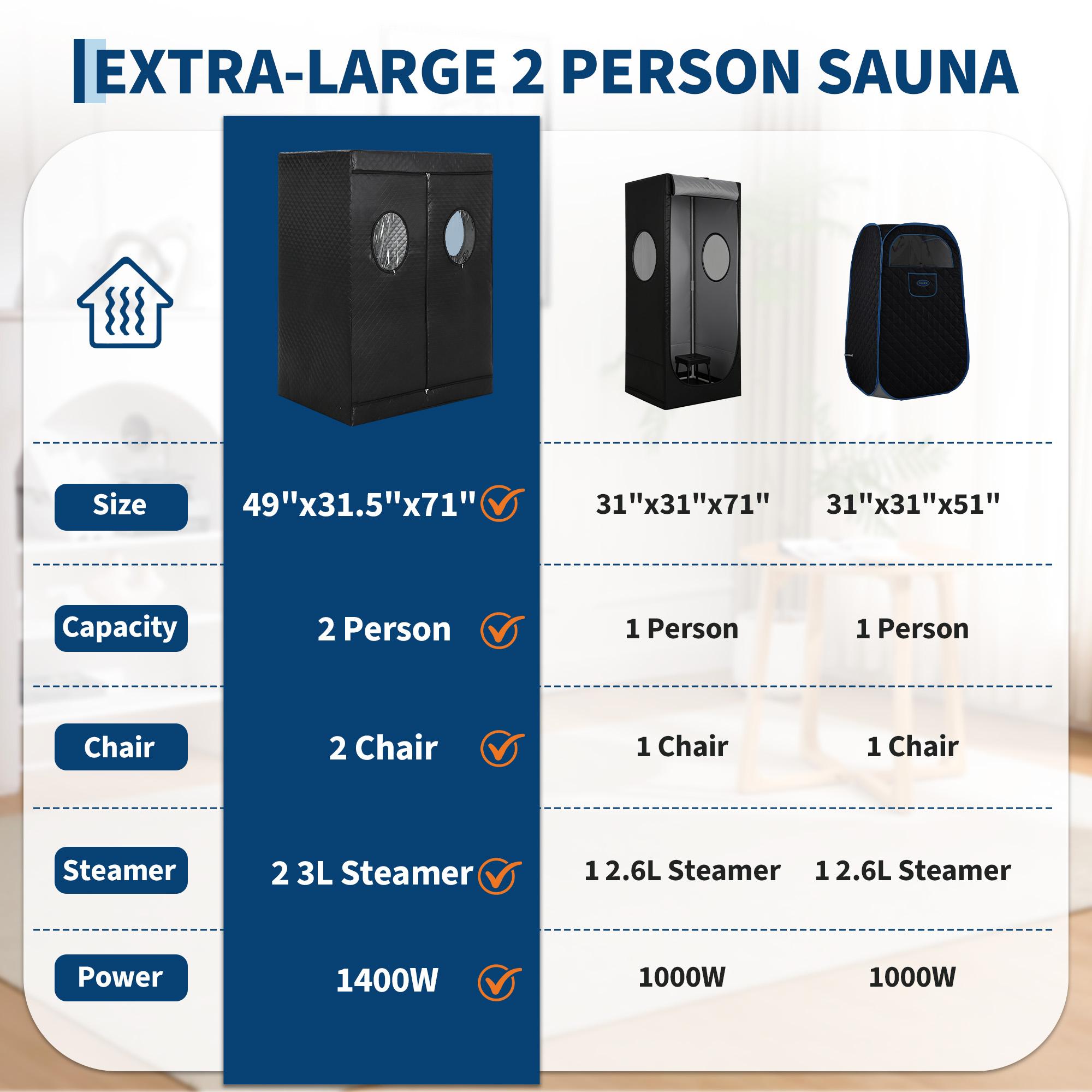 Garvee Portable Home Sauna Box with 10-Min Fast Heating,Single/Double-Person SPA Steam Sauna Tent Featuring 3L/1200W 、3L/1400WSteamer, 9 Adjustable Levels, Durable 600D Material, and Easy Foldable Setup for Relaxation Garvee Portable Home Sauna Box with 10-Min Fast Heating,Single/Double-Person SPA Steam Sauna Tent Featuring 3L/1200W 、3L/1400WSteamer, 9 Adjustable Levels, Durable 600D Material, and Easy Foldable Setup for Relaxation