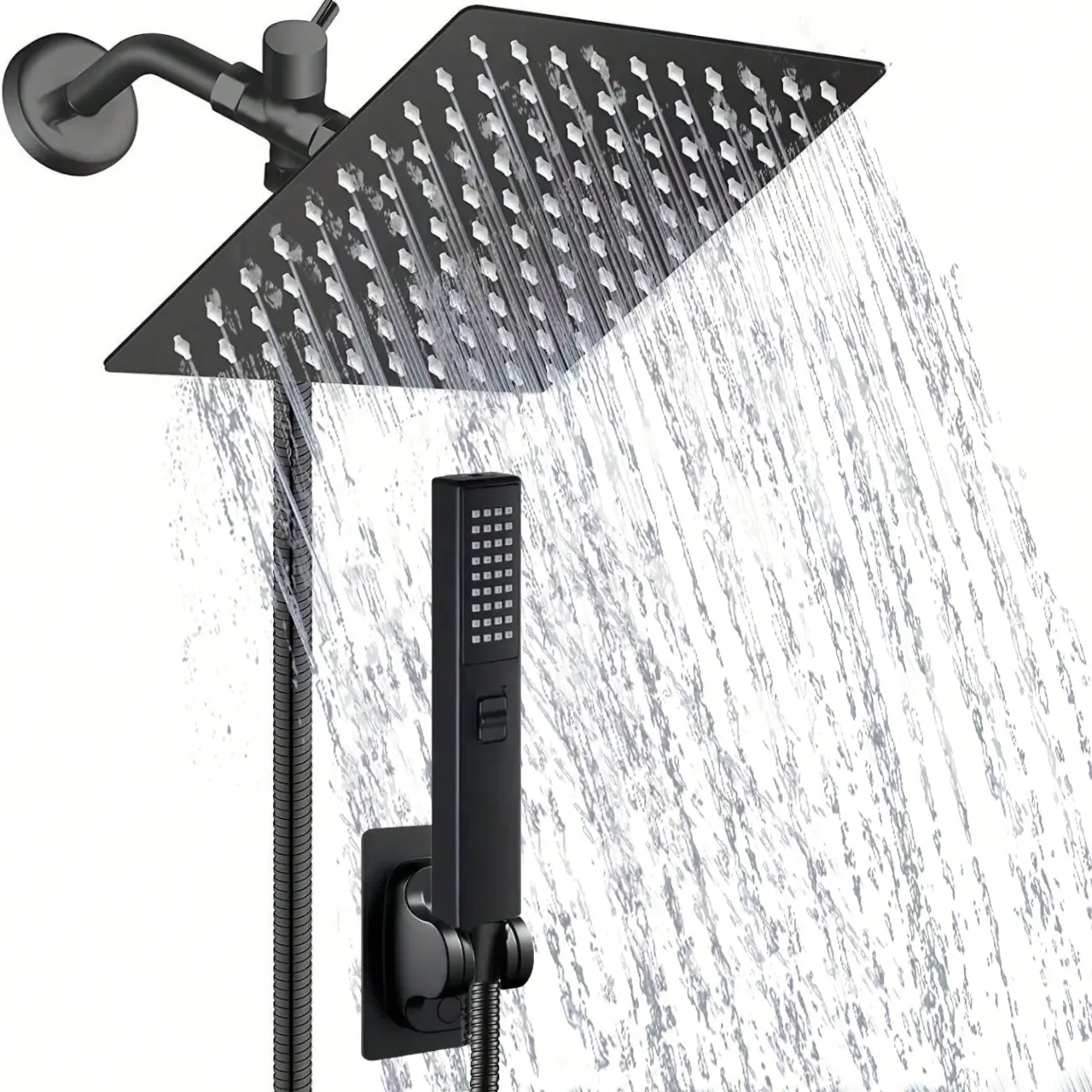 Shower Head, High-Pressure 3-Way Shower Combo, 8 Inch Rain Shower Head with 2+1 Settings Handheld Showerhead Combo, Powerful Low-pressure Water Shower Spray