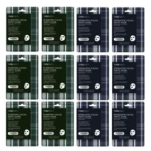TADA MEN 12PK Skin Care for Men Face Masks Bulk Korean Face Sheet Mask Self Care Gifts Bulk Hyaluronic Avocado Green Tea Centella 12PK MIX