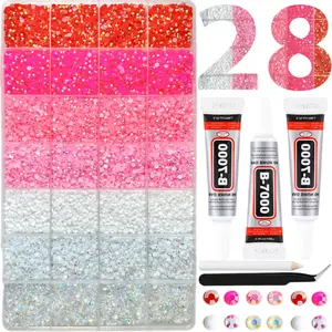 1Box 3-color Gradient Flatback Nail Rhinestone Kit 3mm28 Grid Shiny Semi-circular Resin Nail Diamond Jewelry DIY Clothing Phone Case Lipstick Nail Art