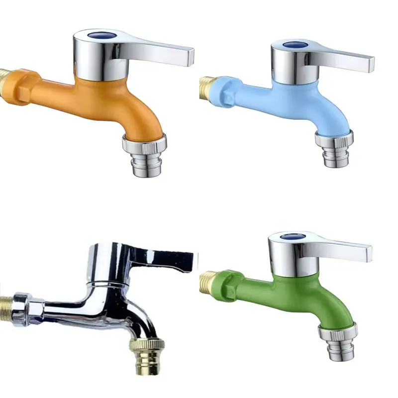 1/2" 4-Point Water Inlet In-Wall Plastic Faucet for Washing Machine Household Improvement Washer Tap