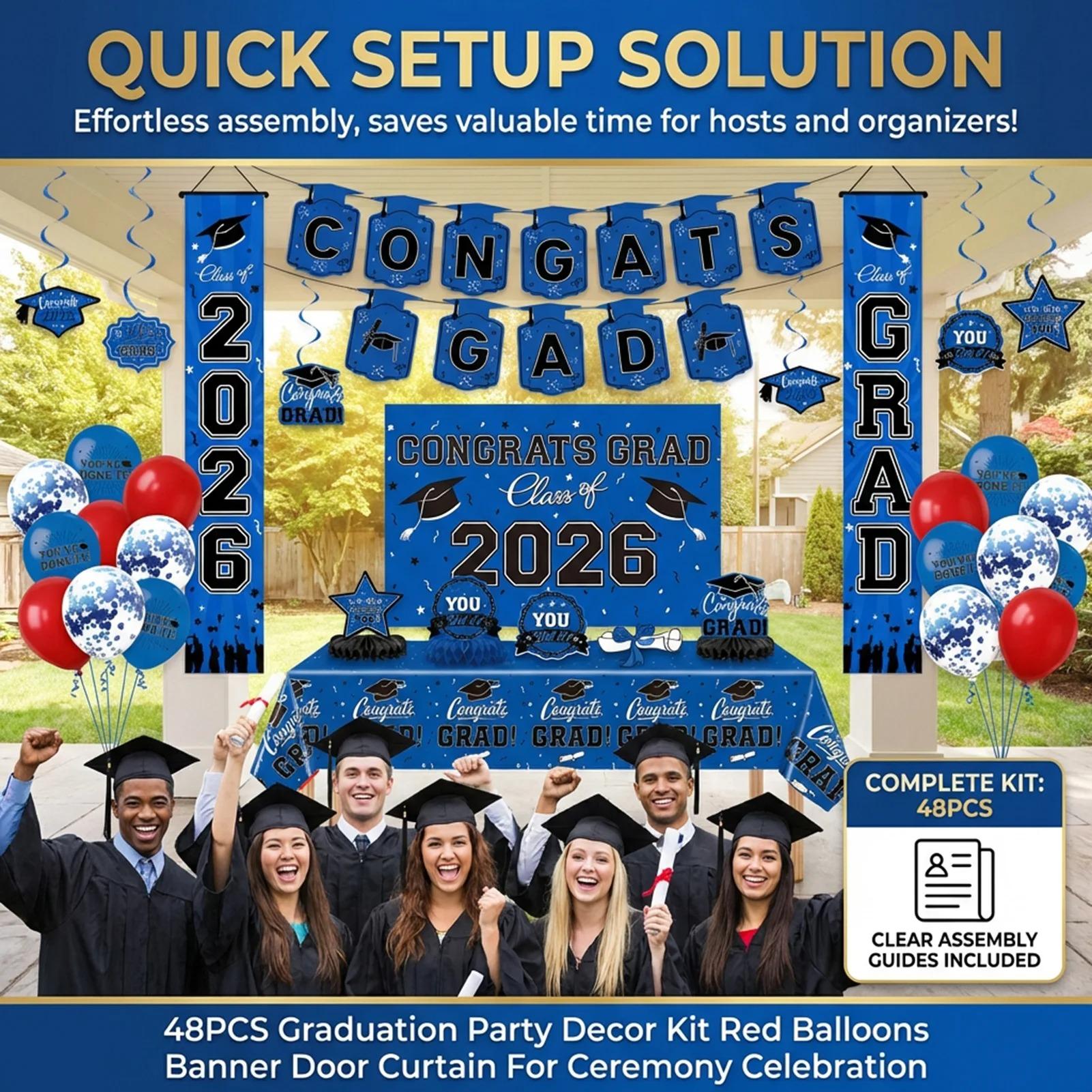 2026 Graduation Decoration in Multiple Colors and Styles, Congratulations to Graduates of Any School or Grade, Porch Banner Party Balloons Tablecloth, 2026 Graduation Party Decoration