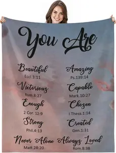 Christian Gifts for Women Bible Verse Throw Blanket with Inspirational Spiritual Religious Gifts Scripture Throw Blanket Birthday Gifts for Women Mem, Soft Comfortable Warm