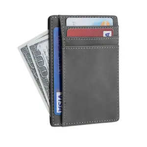 Slim Wallet Front Pocket Minimalist Leather RFID Blocking Medium Size