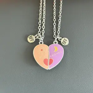 Set of 2 Best Friends Magnetic Necklace BFF Sisters Family Couple Friendship Gift