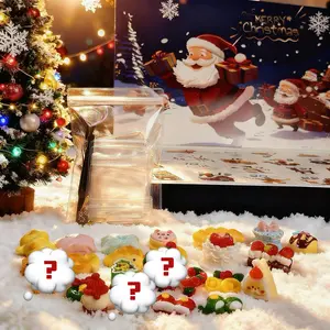 Christmas 24 PC Mini Taba Squishy Toys with Christmas Calendar Box Variety Pack Christmas Decorations Christmas Gifts Sets Relaxation Stick Sensory Fidget Toys For Stress Relief-Soft Squeeze Toys