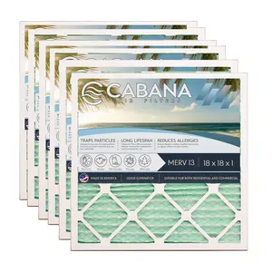 Cabana Air Filters 6 Pack HVAC Furnace Air Filters, MERV 13, 18 x 18 x 1, White