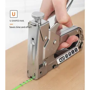 3 in 1 Staple Gun, 1 Count Extra Heavy Duty Staple Gun with 800pcs Staples, Multifunctional Upholstery Stapler for Fixing Material, Decoration, Carpentry, Furniture, Door and Window