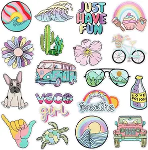 Patches - ️18 Pieces Embroidered Iron On Patches DIY Accessories, Bright Colors Cute Iron On Patch Applique for Clothes, Dress, Hats, Jeans, Bag, Backpack, DIY Accessories Embroidered Iron on Patches