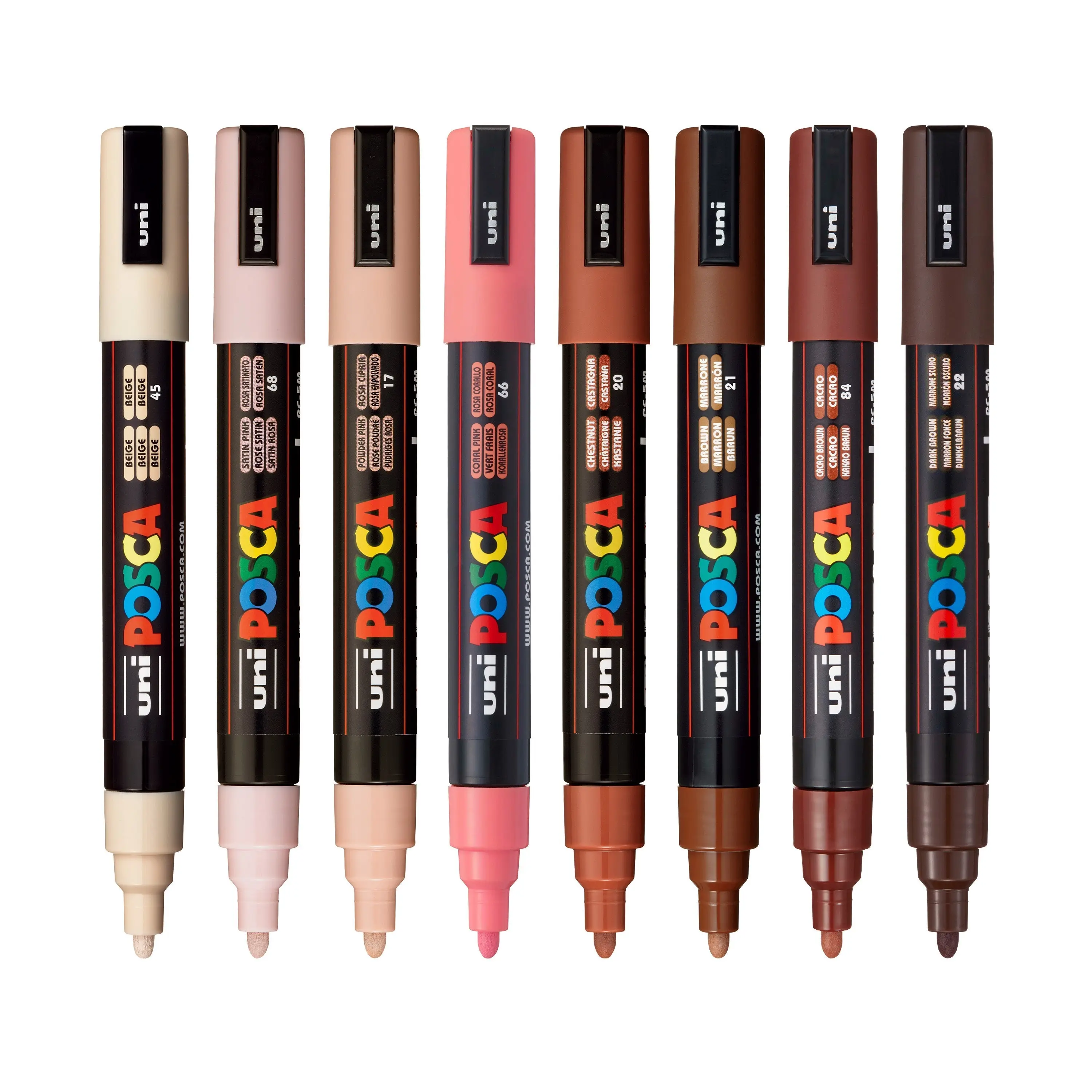 uni® POSCA® PC-5M Opaque Finish Marker Set - 8-Pack Water-Based Paint Art Marker Pens, Colorful Portrait Colors for Office Stationery & Art Supplies