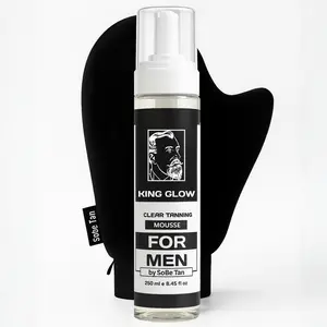 Self-Tanner for Men | King Glow - Water-Based, Fast-Drying Sunless Tanning Foam for Body and Face - Natural Tan Without the Sun (Mitt Included)